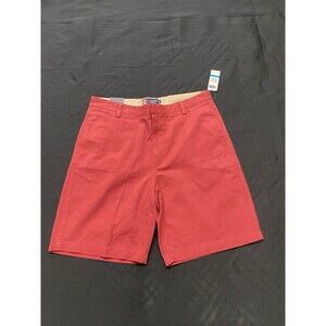 Chaps Flat Front Red Chino Casual Comfort Golf Shorts Size 36 Waist NWT